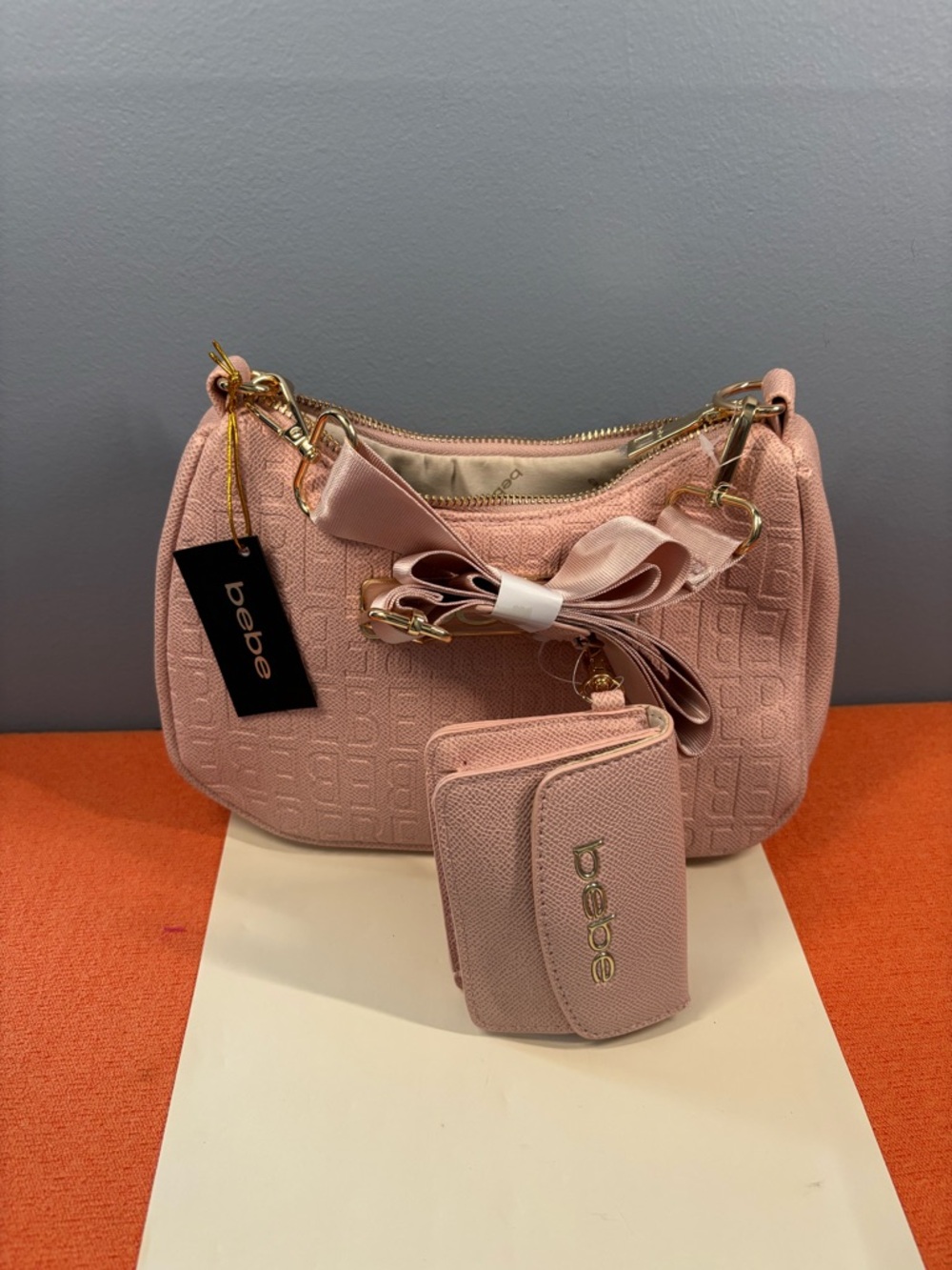 bebe Thea Blush Pink Mini Crossbody Bag with Matching Wallet